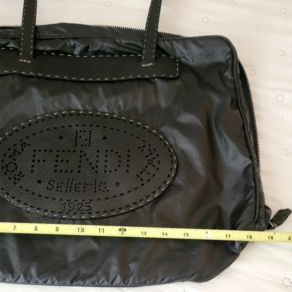 Authentic Vintage Fendi Selleria Nylon & Leather Weekender Tote Travel Bag Black